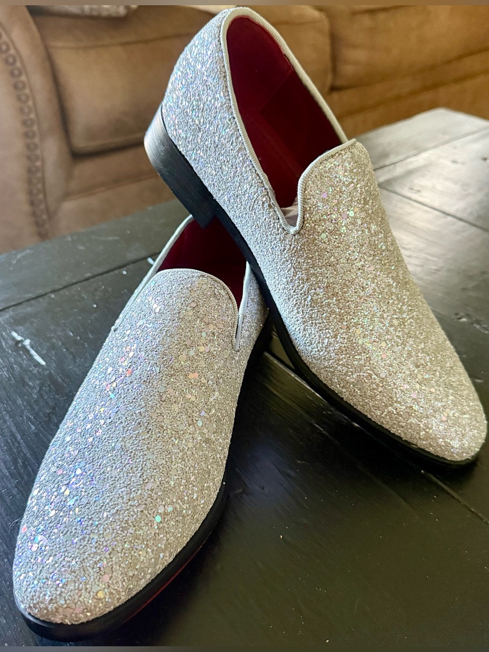 Enzo Romeo Men's Glitter Slip-On Loafers
